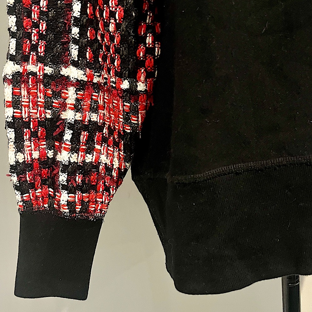Rag & Bone Linton Racer Sweatshirt with Plaid Tweed Sleeves - Picture 13 of 15